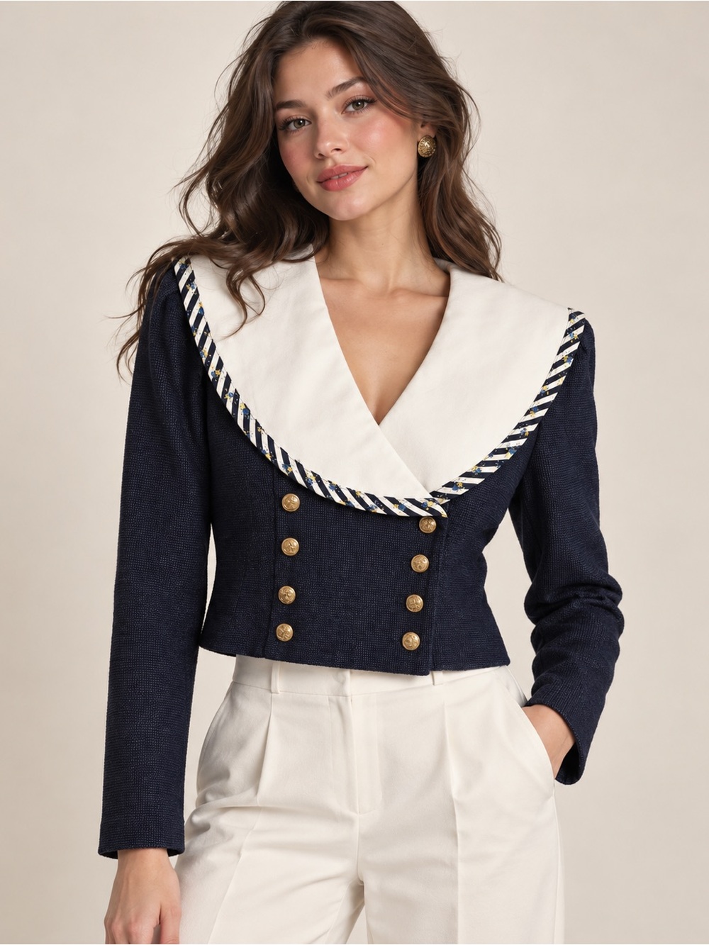 Vintage Jeffrey & Dara Sailor Collar Sweater Jacket 9/10